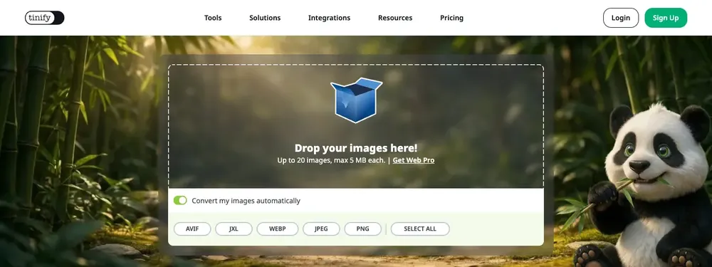 張 3 打開 Convert my images automatically 後，下方出現 AVIF、JXL、WEBP、JPEG、PNG 與 SELECT ALL 選項
