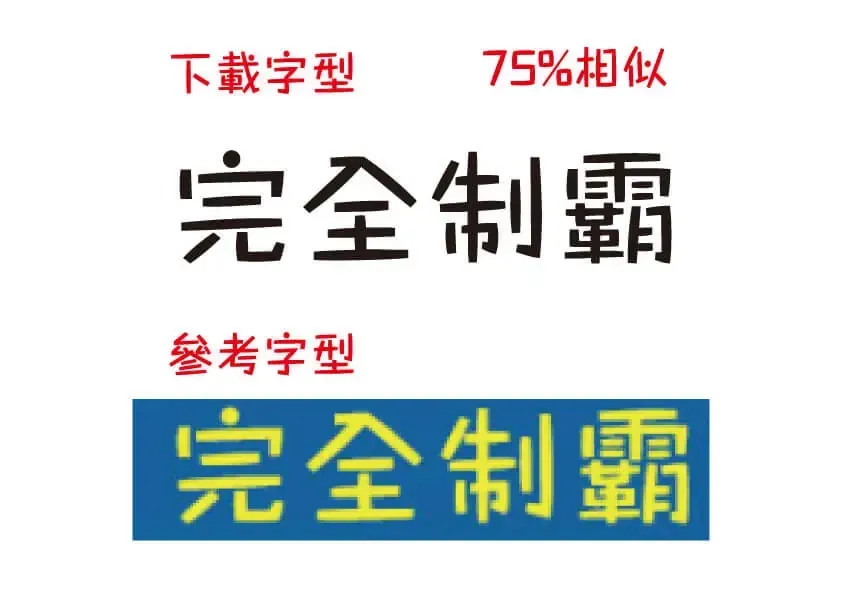 比對下載字體與原截圖文字的相似程度