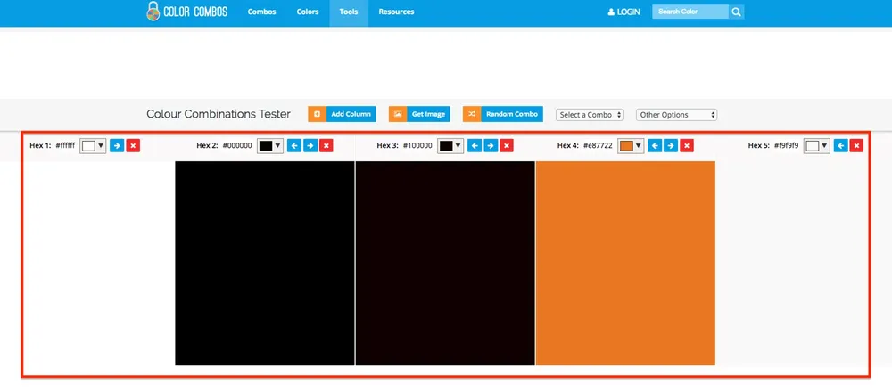 Grab Colors 分析網站後列出的主要顏色與色碼